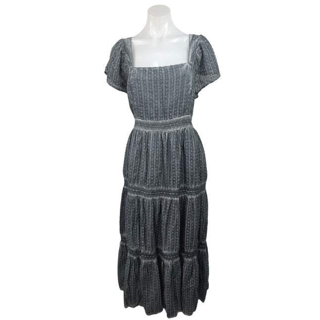 American Eagle Gray Square Neck Puff Sleeve A Line Tiered Midi Dress S Brie American Eagle Gray Square Neck Puff Sleeve A Line Tiered Midi Dress S Brie