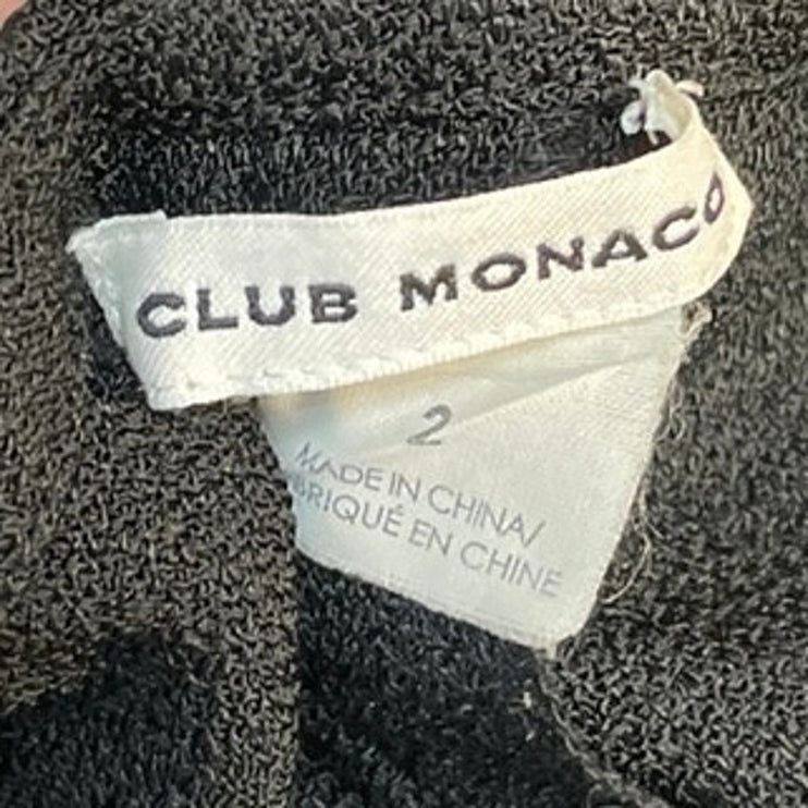 Club Monaco Black Short Sleeve Zip Up Tie Waist Playsuit Romper Shorts Size 2