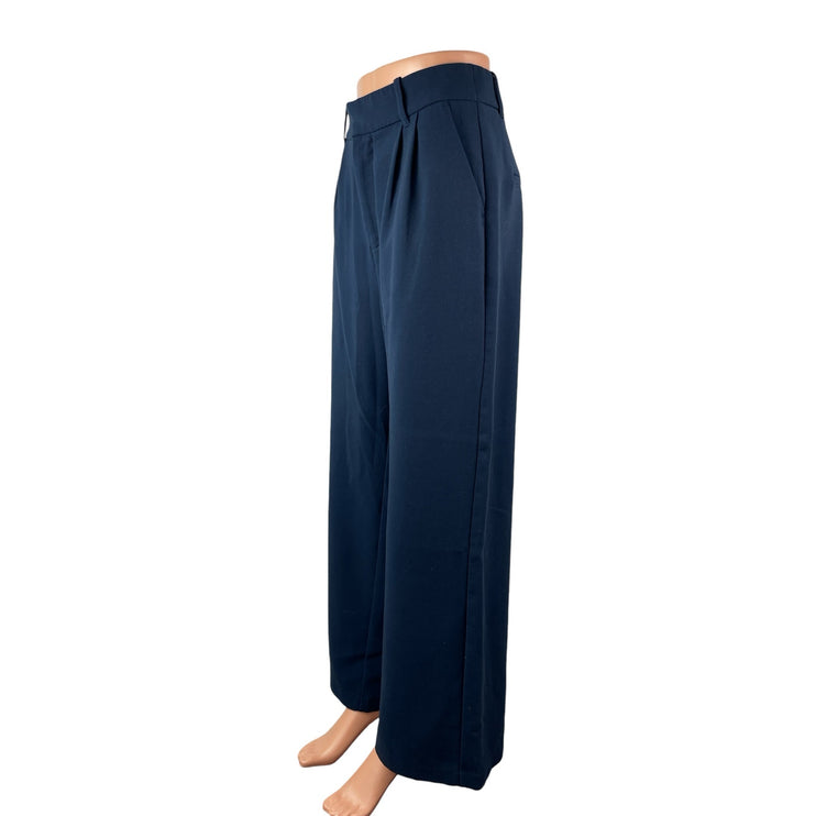 Abercrombie & Fitch Women's Navy Blue Wide Leg High Rise Trousers Pants Size M