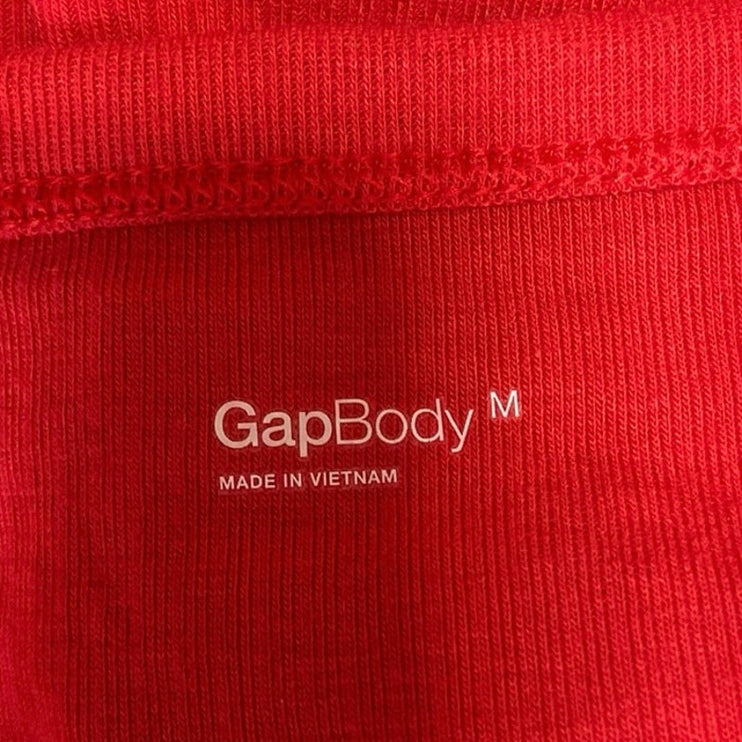 GapBody Red V Neck Button Front Stretch Pullover Long Sleeve Henley Top Size M