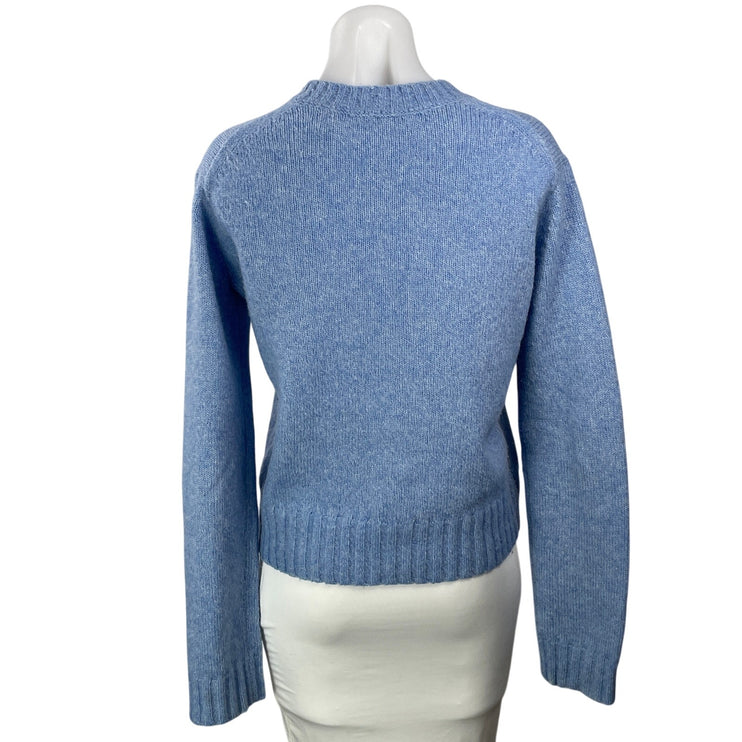 Helmut Lang Women's Blue Wool Crew Neck Long Sleeve Knit Pullover Sweater Size S
