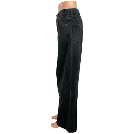 Zara Women's Black Washed High Rise Palazzo Wide Leg Baggy Denim Jeans Size 4