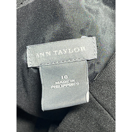 Ann Taylor Black Short Cap Sleeve Square Neck Pleated Mini Sheath Dress Size 10