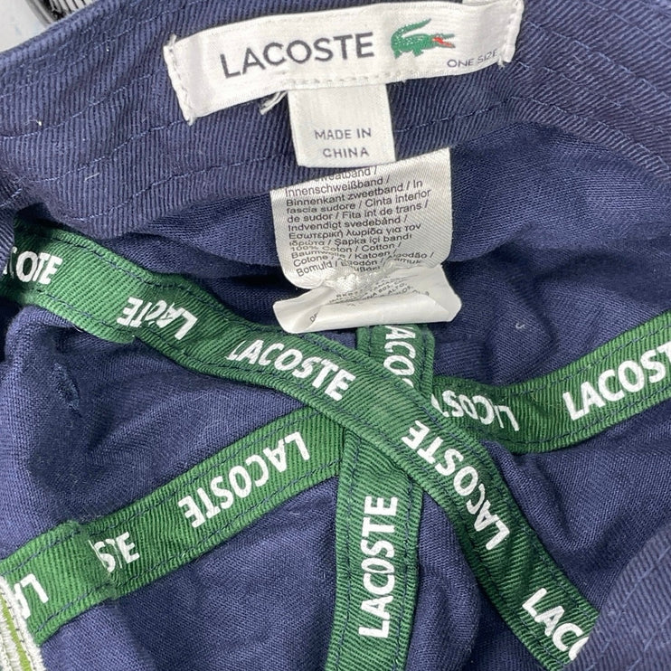 Lacoste Women's Navy Blue Patch Crocodile Logo Embroidered Strapback Cap Hat OS