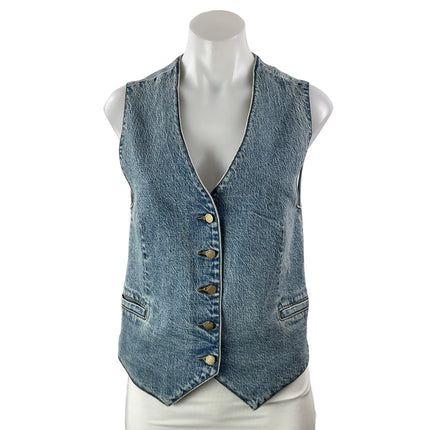 Habitual Women's Blue Sleeveless Button Down V Neck Denim Jean Vest Top Size S