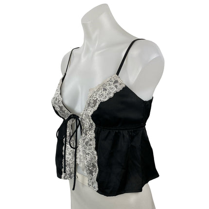 Princess Polly Arizone Lace Women's Black Sleeveless Tie Crop Cami Tank Top Sz 2