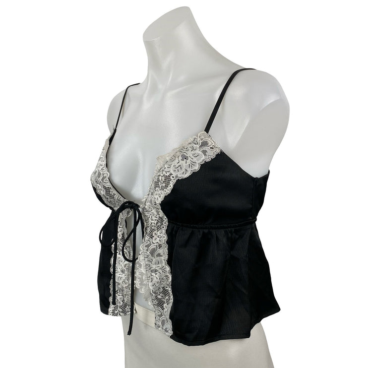 Princess Polly Arizone Lace Women's Black Sleeveless Tie Crop Cami Tank Top Sz 2