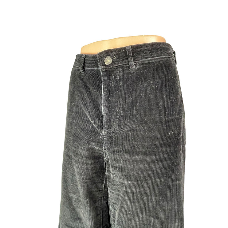 Everlane Women's Black Corduroy High Waisted Baggy Wide Leg Trousers Pants Sz 4