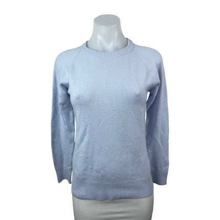 French Connection Women's Blue Crew Neck Knit Long Sleeve Sweater Top Size M