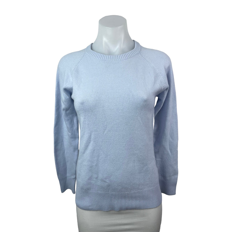 French Connection Women's Blue Crew Neck Knit Long Sleeve Sweater Top Size M
