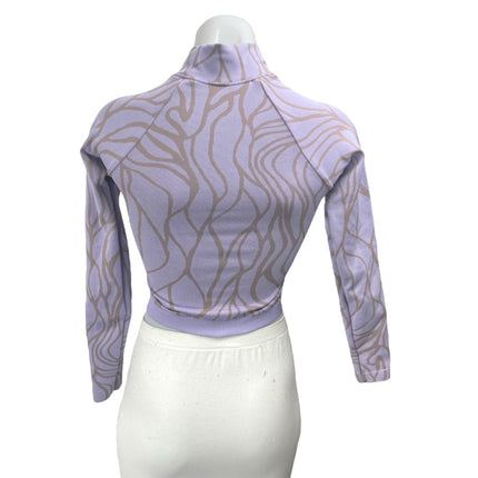 Fabletics Courtney Purple Seamless Mock Neck Long-Sleeve Athletic Crop Top Sz XS