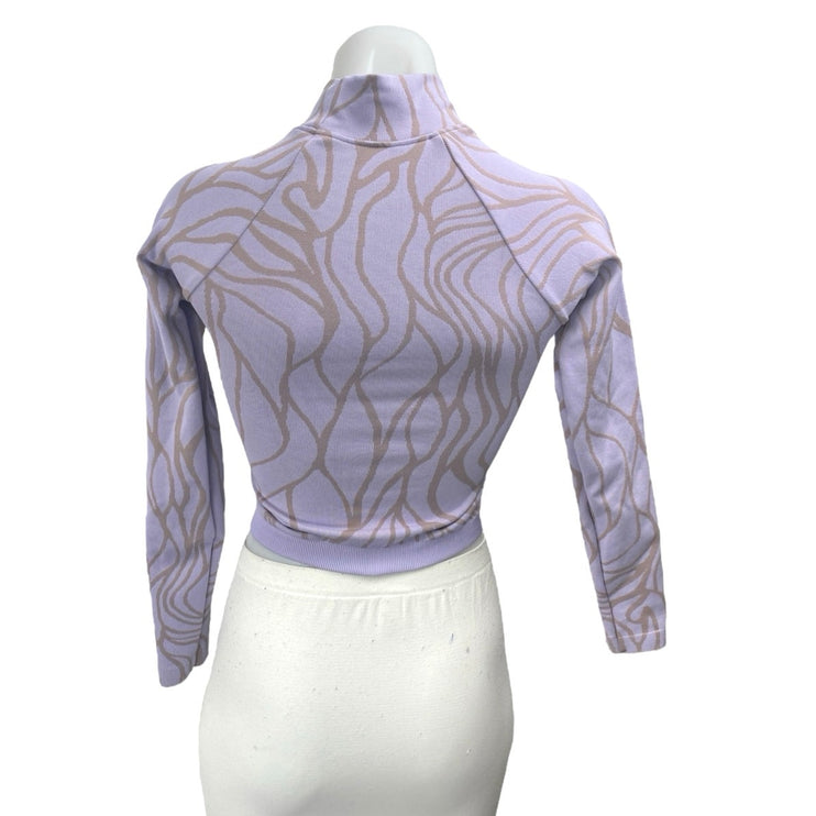 Fabletics Courtney Purple Seamless Mock Neck Long-Sleeve Athletic Crop Top Sz XS