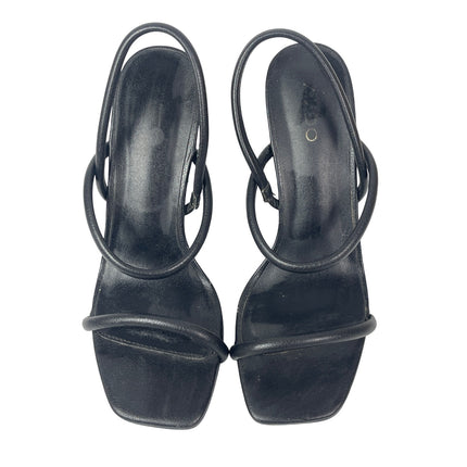 Aldo Karla Black Square Toe Thin Block Heels Dress Slingback Heels Sandals Sz 6