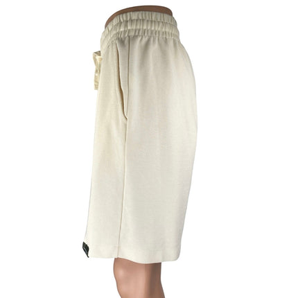 Zara Women's Cream White High Rise Elastic Waist Wide Leg Lounge Sweat Shorts L