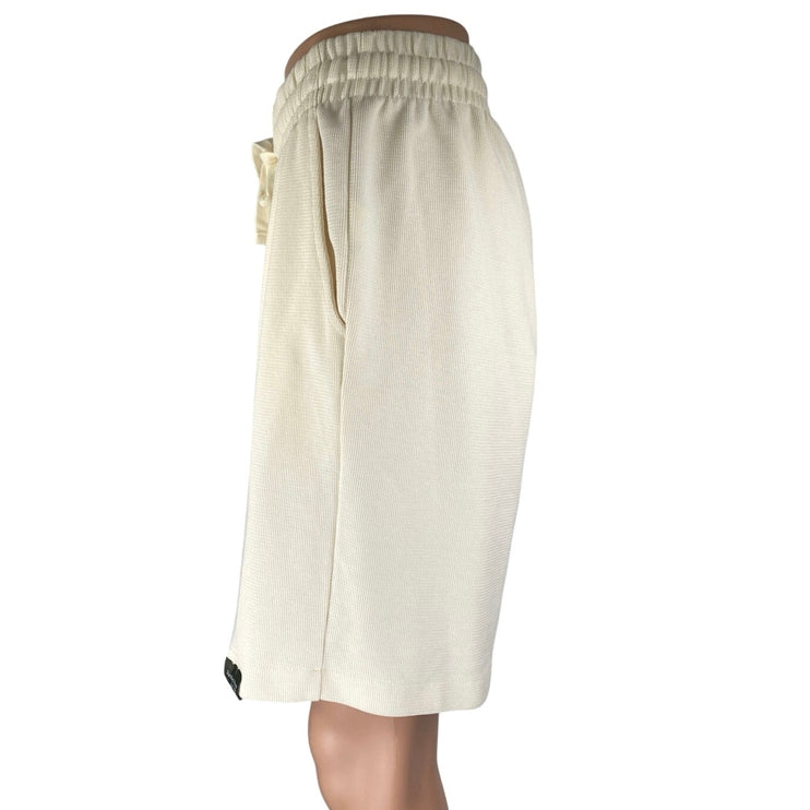 Zara Women's Cream White High Rise Elastic Waist Wide Leg Lounge Sweat Shorts L