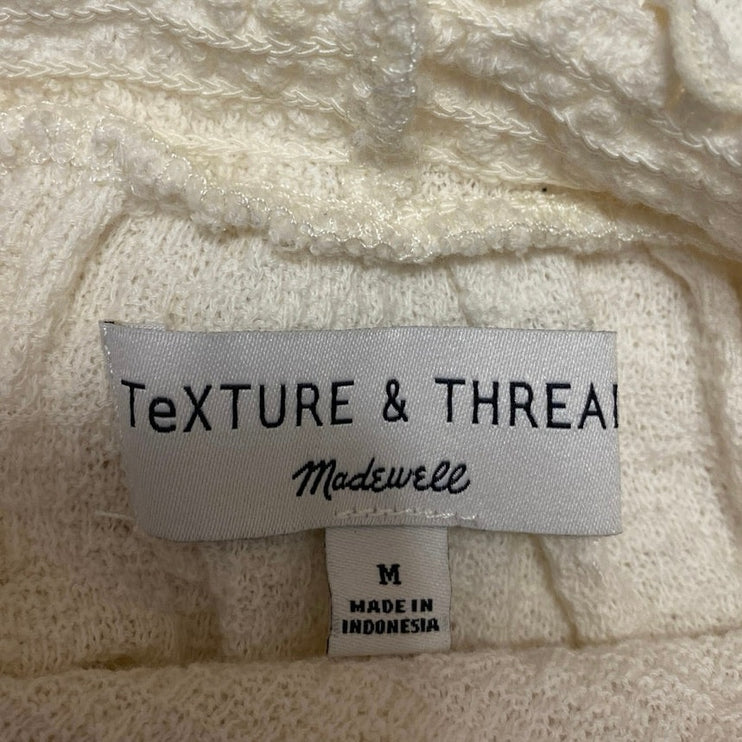 Madewell Texture & Thread Cream Ruffle Mock Neck Long Sleeve Knit Sweater Top M