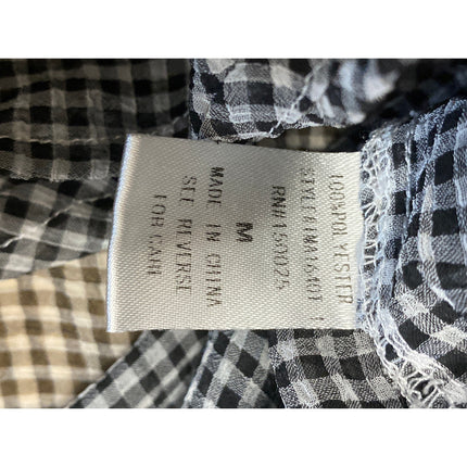 Emory Park Black Gingham Check Long Sleeve Tie Cropped Blouse Shirt Top Size M