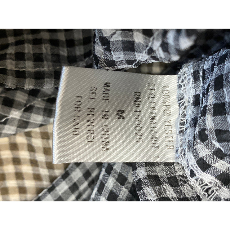 Emory Park Black Gingham Check Long Sleeve Tie Cropped Blouse Shirt Top Size M