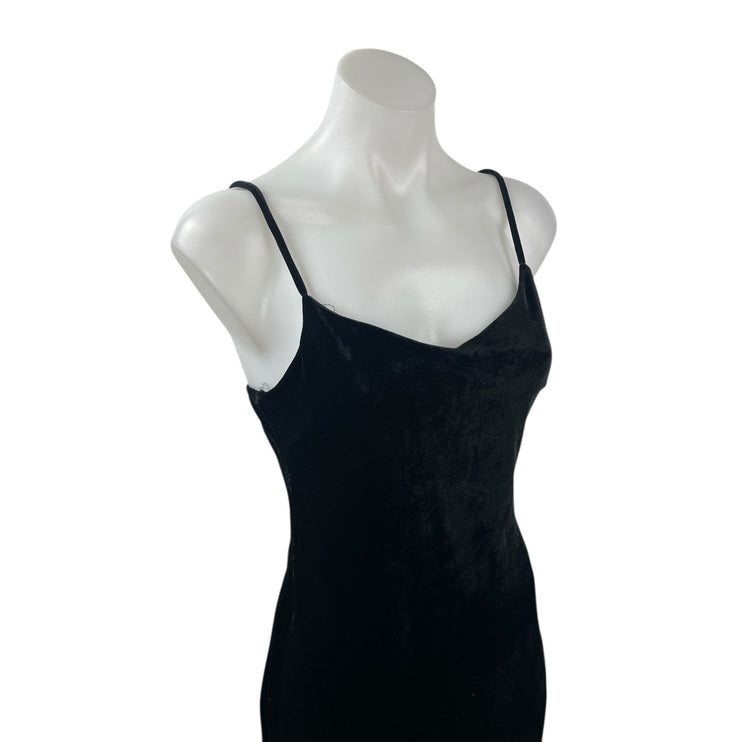 Popular 21 Women's Black Velvet Sleeveless Midi Cami Tank Bodycon Slip Dress M