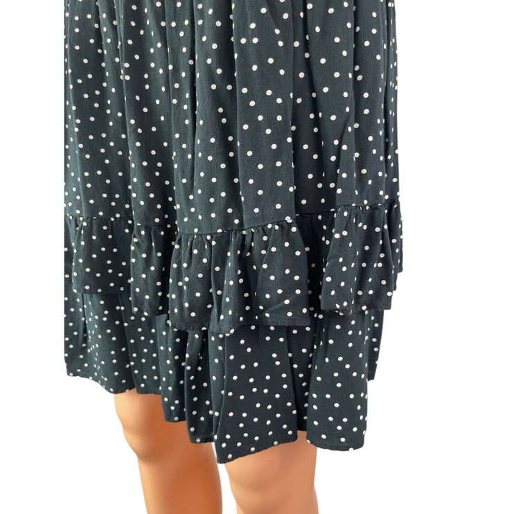 Abercrombie & Fitch Womens Black Polka Dot Elastic Waist Tiered Mini Skirt Sz M