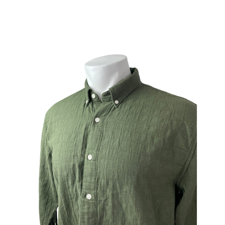 Abercrombie & Fitch Men's Green Long Sleeve Casual Button Down Shirt Top Size M
