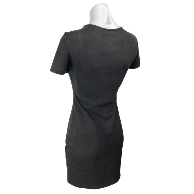 Orcelly Women's Black Lace Up Crisscross Short Sleeve Mini Sheath Dress Size S
