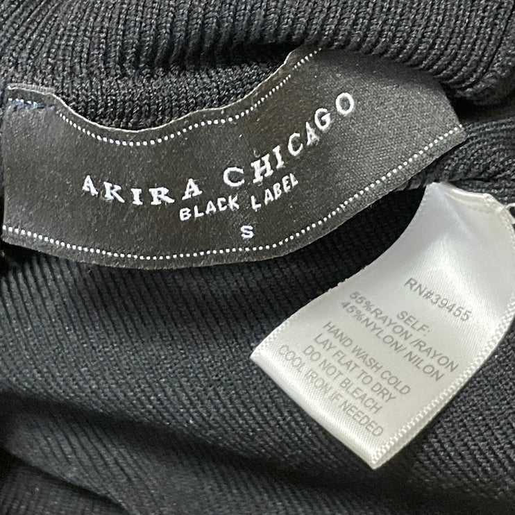Akira Chicago Black Label Women's Black Sleeveless Ruffles Mini Bodycon Dress S