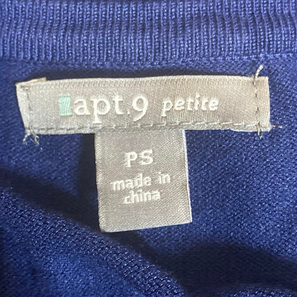 APT. 9 Womens Blue Short Puff Sleeve Scoop Neck Knit Pullover Blouse Top Size SP