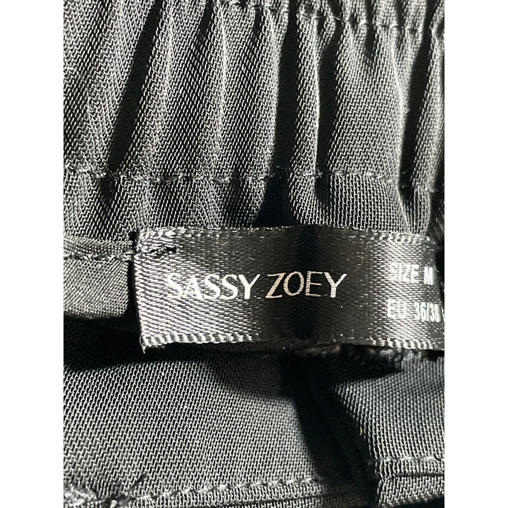 Sassy Zoey Women's Black High Waisted Pleated Wide Leg Trousers Dress Pants Sz M