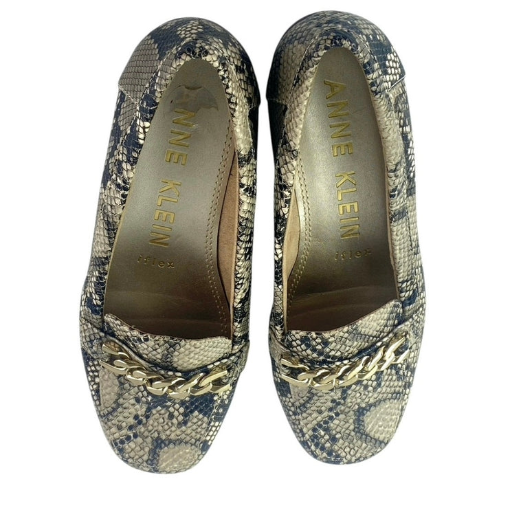 NEW Anne Klein Valisity Multicolor Snakeskin Leather Slip On Loafer Shoes Size 6
