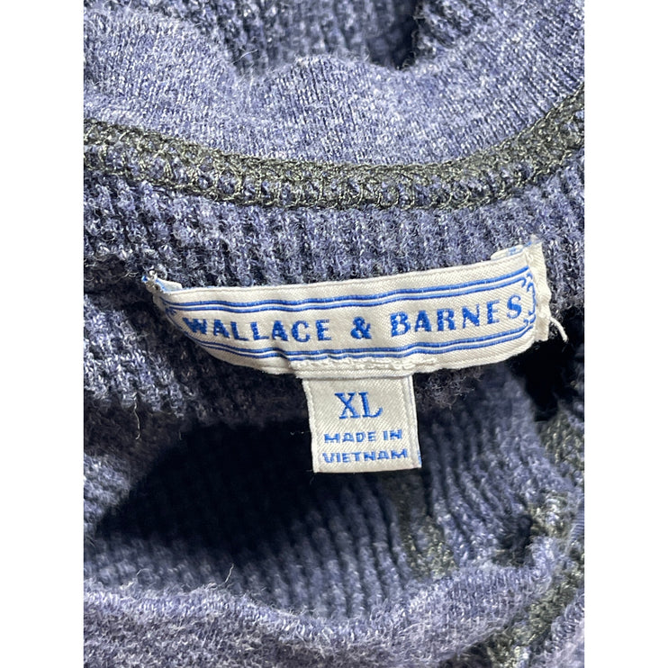 Wallace & Barnes Mens Blue Waffle Knit Long Sleeve Thermal Henley T Shirt Top XL