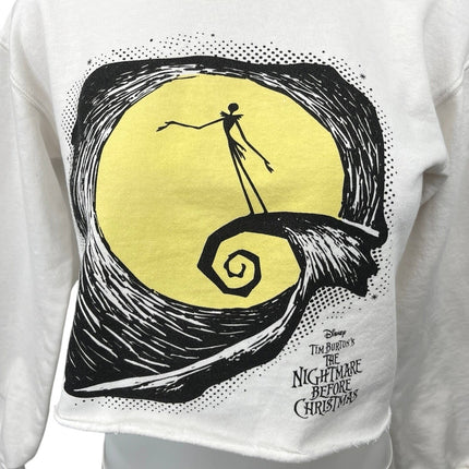 Disney Tim Burton's The Nightmare Before Christmas White Crop Sweat Shirt Top S