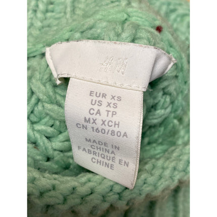 H&M Womens Green Ribbed Knit Turtleneck Long Sleeve Pullover Sweater Top Size XS