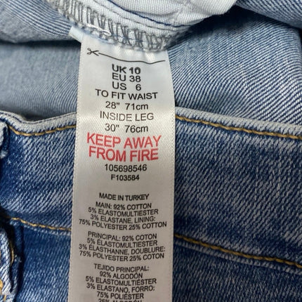 Topshop Jamie Women's Blue Light High Waisted Cropped Skinny Denim Jeans Size 6
