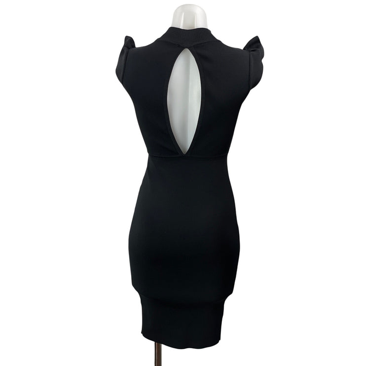 Akira Chicago Black Label Women's Black Sleeveless Ruffles Mini Bodycon Dress S