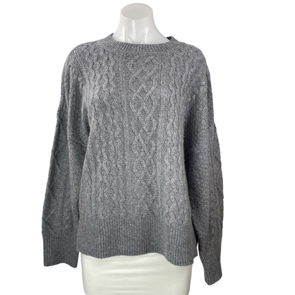 Favorite Daughter Women's Gray Wool Long Sleeve Cable Knit Crew Sweater Size S