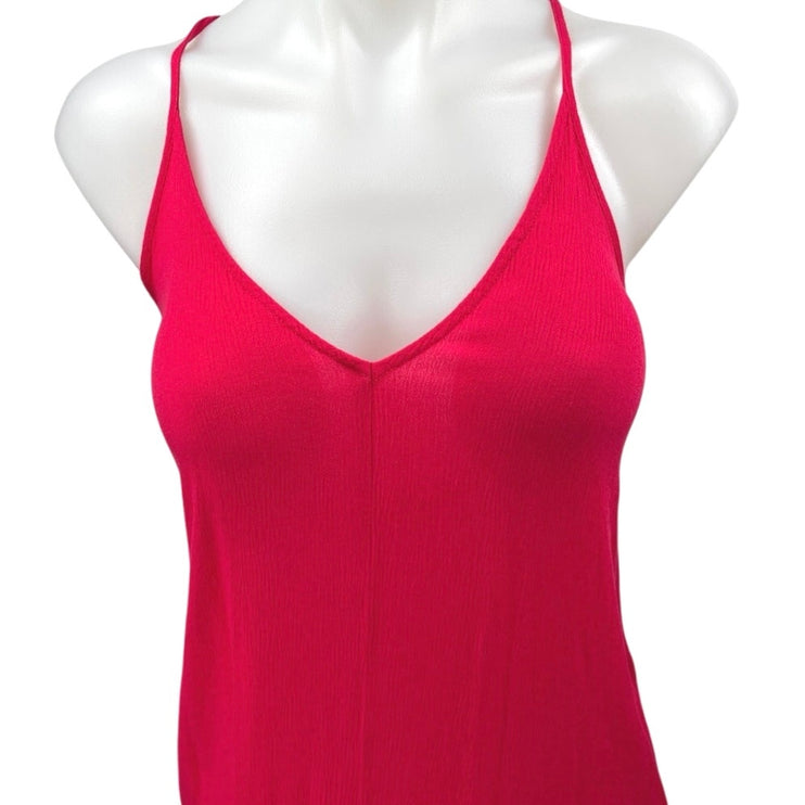 Lovestitch Pink Sleeveless Deep V-Neck Cami Camisole Tank Maxi Dress Size S/M