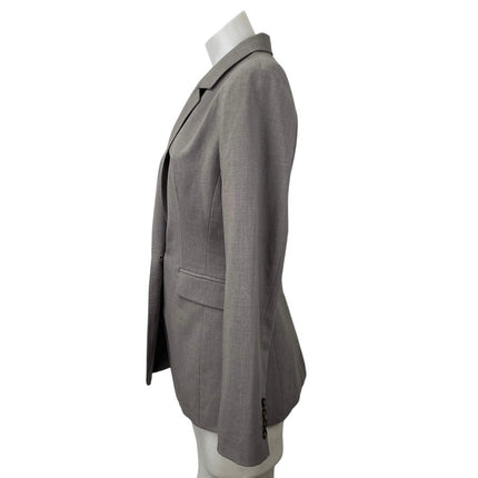 DKNY Women's Gray Long Sleeve Notch Lapel Pocket Blazer Coat Suit Jacket Size 2