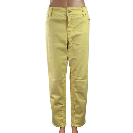 Talbots Women's Yellow High Waisted Straight Leg Boyfriend Denim Jeans Pants 14