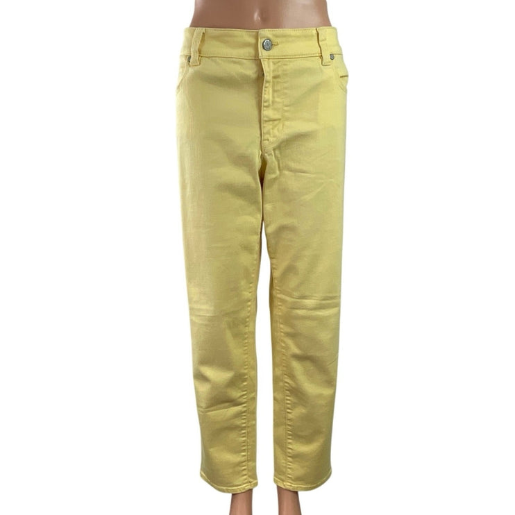 Talbots Women's Yellow High Waisted Straight Leg Boyfriend Denim Jeans Pants 14