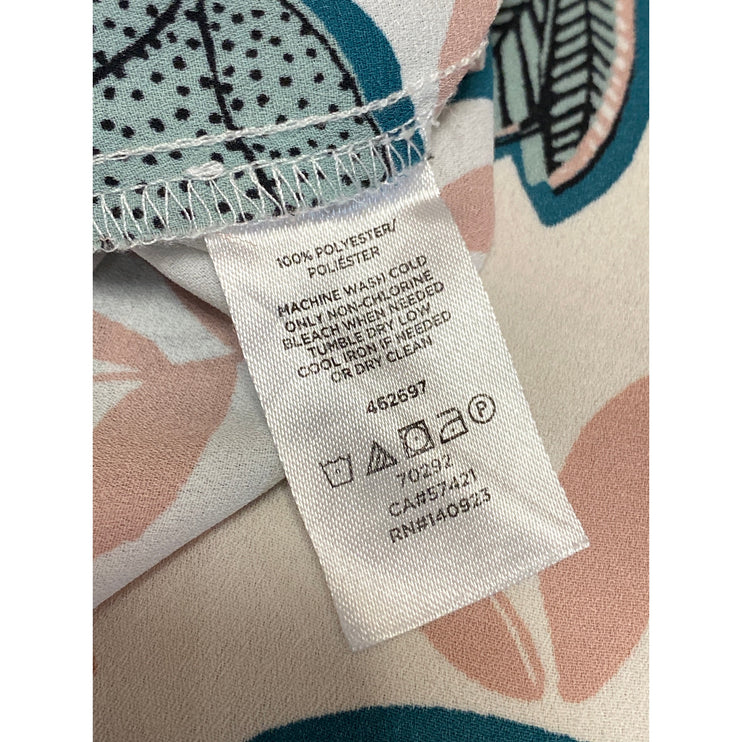 Ann Taylor LOFT Multicolor Floral Leaf Print Sleeveless V-neck Blouse Top Size M