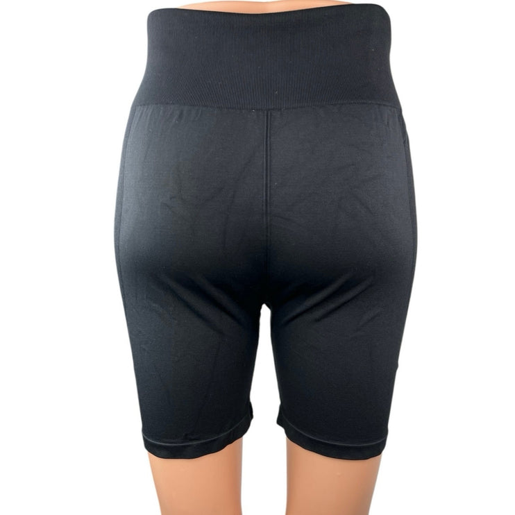 WeWoreWhat Women's Black High Waist Athletic Biker Bike Running Shorts Size L