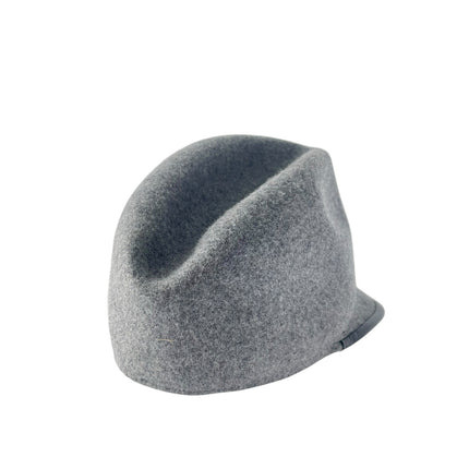 NEW Zara Man Gray Wool Leather Trimmed Structured Crown Bucket Felt Cap Hat Sz L