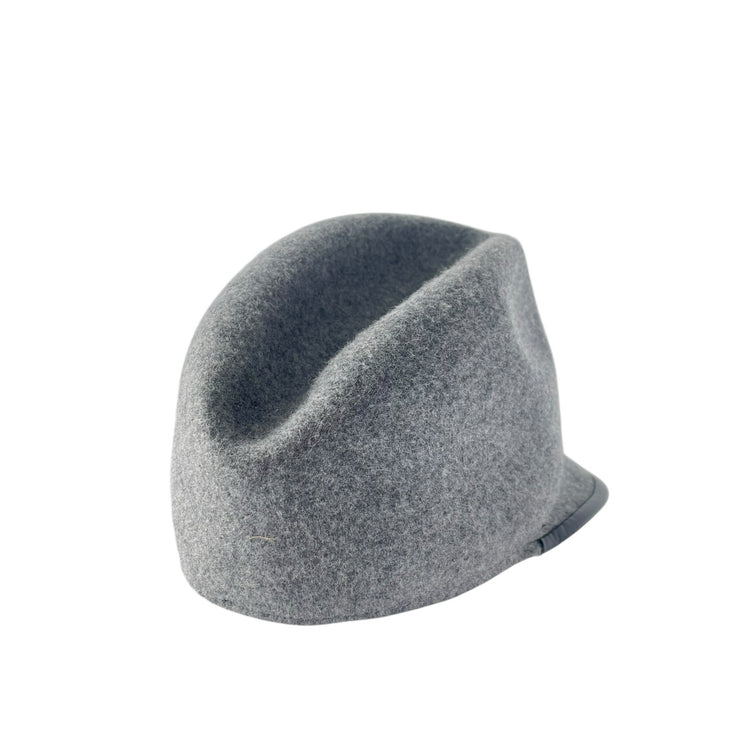 NEW Zara Man Gray Wool Leather Trimmed Structured Crown Bucket Felt Cap Hat Sz L