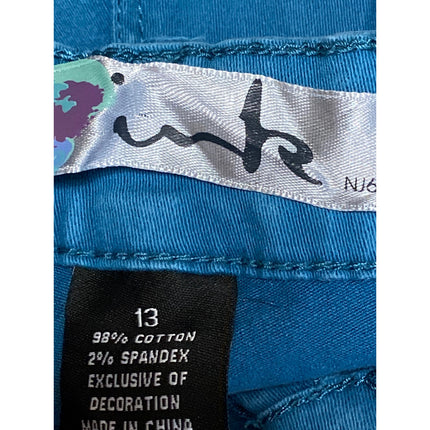 Ink Women's Teal Blue Mid Rise Straight Skinny Ankle Denim Jeans Pants Size 13