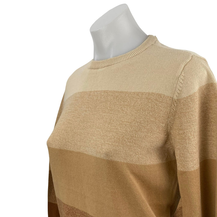 Place Women's Tan Brown Colorblock Stripe Ombre Long Sleeve Sweater Top 10/12