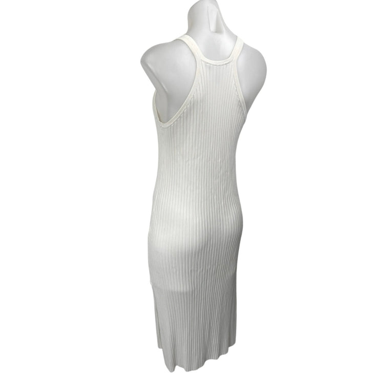 BCBGMaxazria Womens White Rib Knit Sleeveless Racerback Midi Boycon Tank Dress S