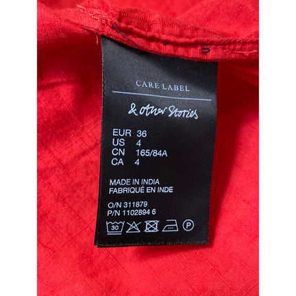 & Other Stories Red Sleeveless Smocked Cami Camisole Tank A Line Midi Dress 4