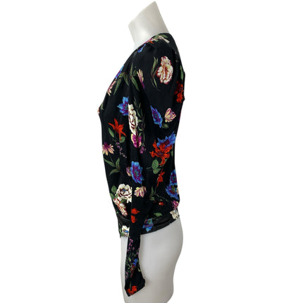 AFRM Ossie Multicolor Floral V Neck Long Puff Sleeve Button Down Bodysuit Top XS