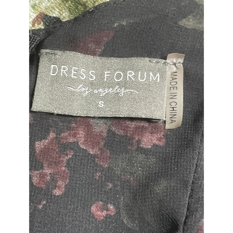 Dress Forum Women's Multicolor Floral Sleeveless Ruched Mini Wrap A-Line Dress S